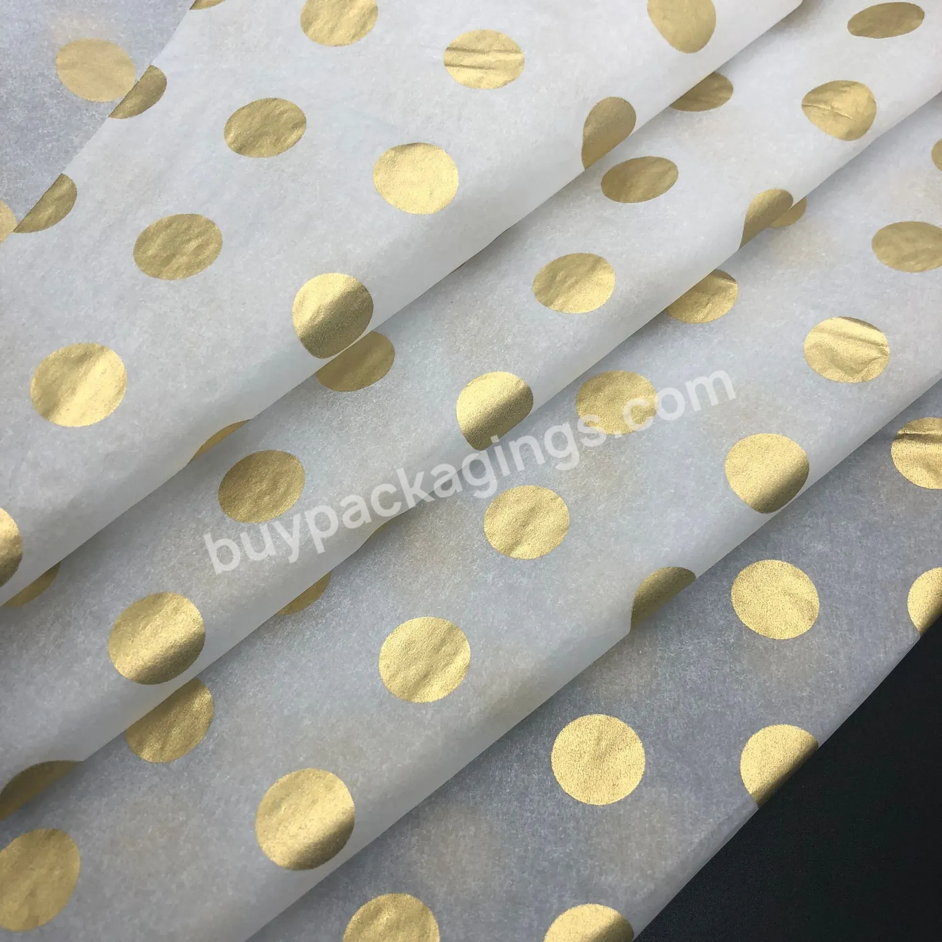 Ready To Ship 17g White Tissue Silk Paper With Gold Circle Printed Logo For Clothing Wrapping - Buy White Tissue Silk Paper,Tissue Paper,Silk Paper.