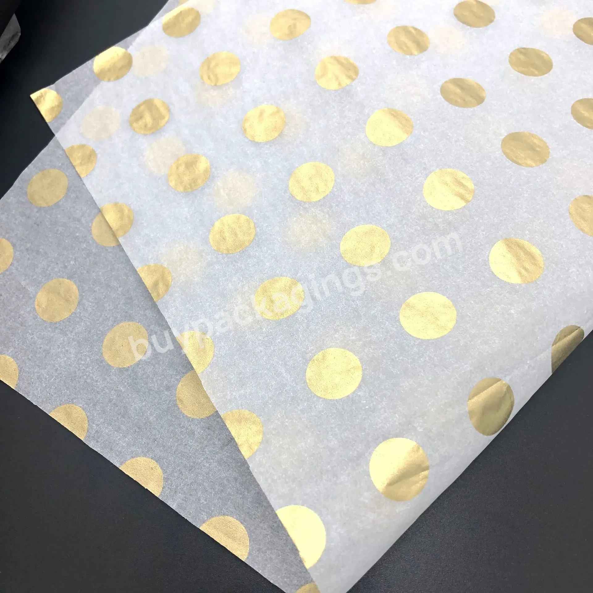 Ready To Ship 17g White Tissue Silk Paper With Gold Circle Printed Logo For Clothing Wrapping - Buy White Tissue Silk Paper,Tissue Paper,Silk Paper.