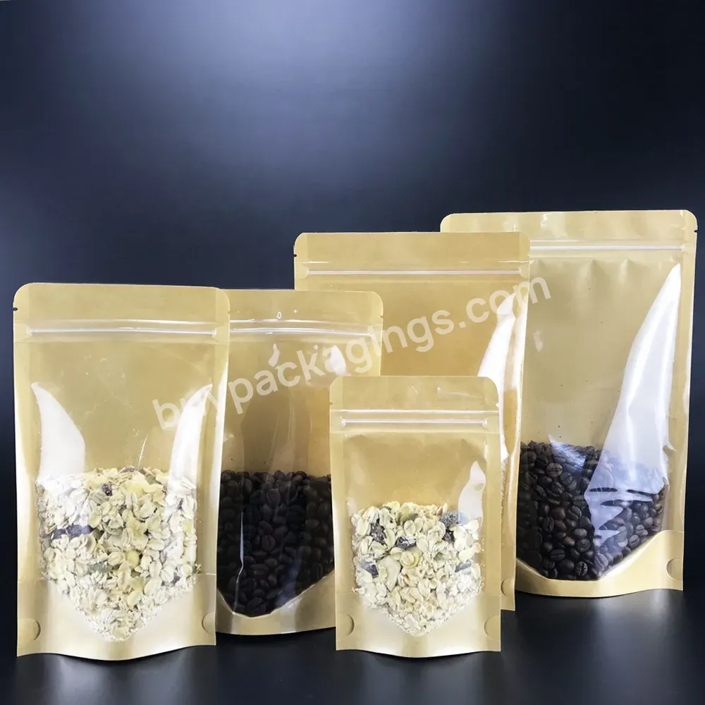 Reclosable Zip Lock Clear Kraft Paper Stand Up Pouches With Zipper For Food Packaging - Buy Stand Up Pouches With Zipper For Food Packaging,Kraft Paper Stand Up Pouch,Clear Stand Up Pouch.