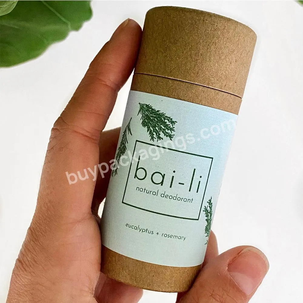 Recyclable Custom Brand Printing Biodegradable Kraft Cardboard Push up Tube for Deodorant Stick Container Lip Balm Packaging