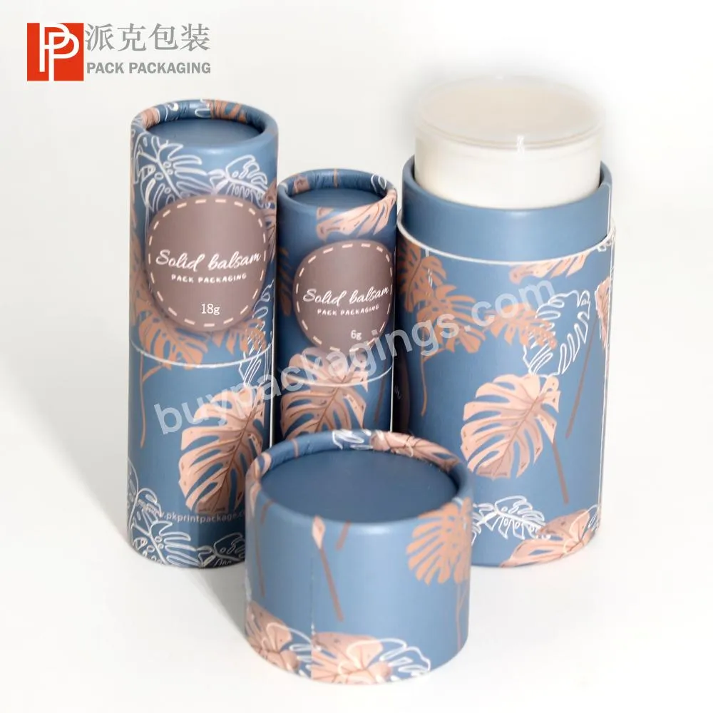 Recyclable Empty Deodorant Skincare Packaging 50g Deodorant Stick Cosmetic Twist Up Paper Tube Lip Balm Container Round Gift Box