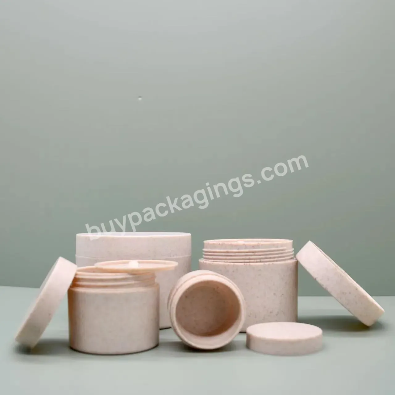 Recyclable Wheat Straw Cosmetic Jar Biodegradable Bottle 30ml 50ml 100ml 250ml Cream Jar - Buy Wheat Straw Jar,Wheat Straw Cosmetic Jar,Biodegradable Jars.