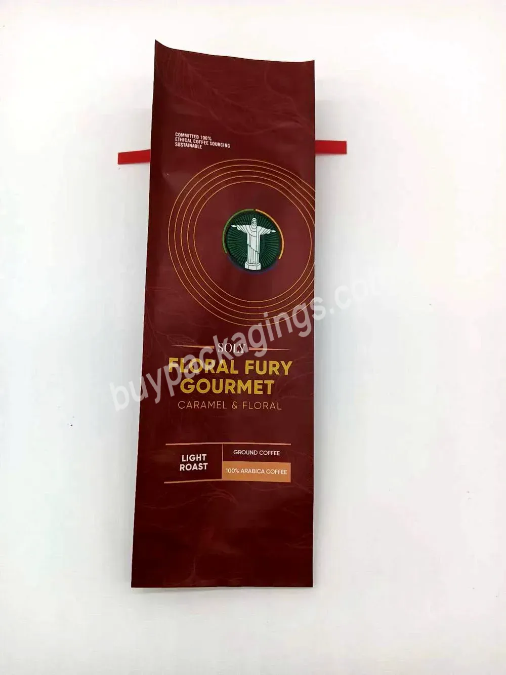 Recycle 250g 500g 1000g 2kg Custom Printed Eight Side Seal Flat Bottom Coffee Beans Packaging Bags With Valve And Zipper