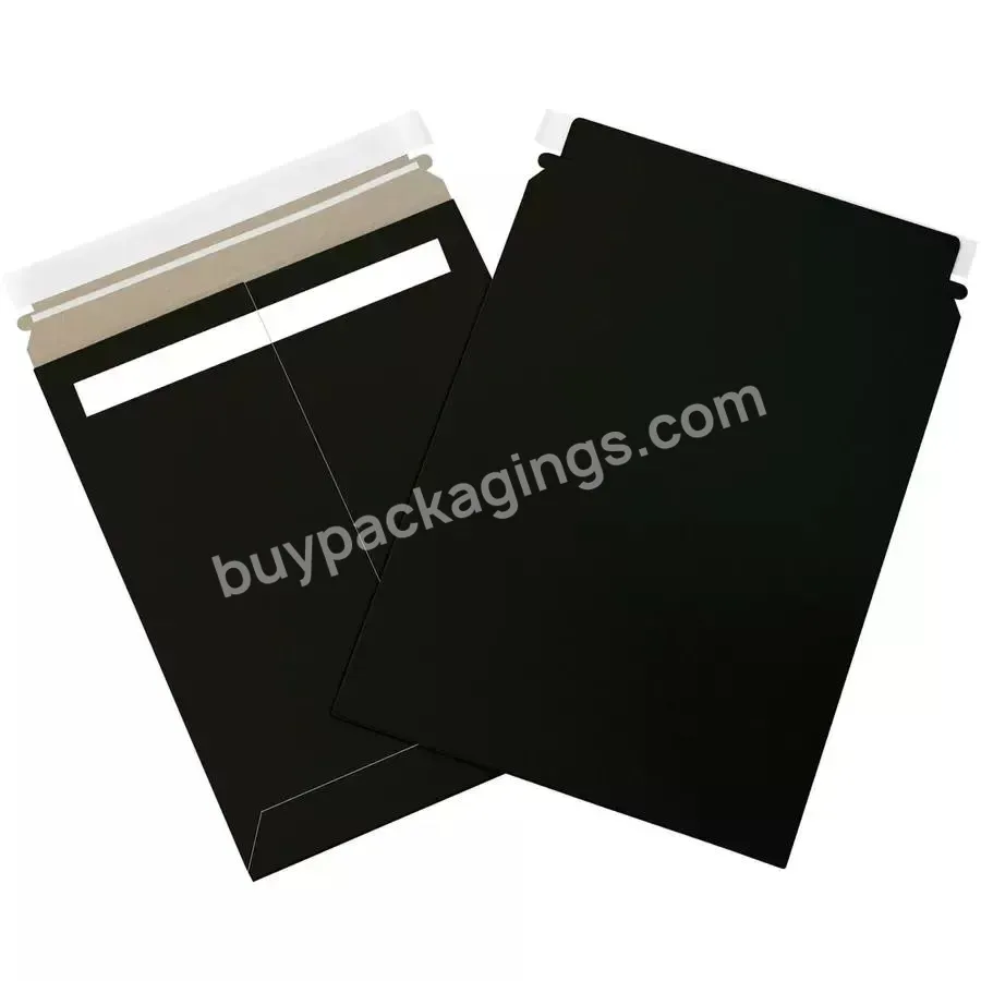 Recycle Custom Printed Rigid Black Mailer Cardboard Packaging Kraft Envelope - Buy Kraft Envelope,Cardboard Envelope Packaging,Black Envelope.