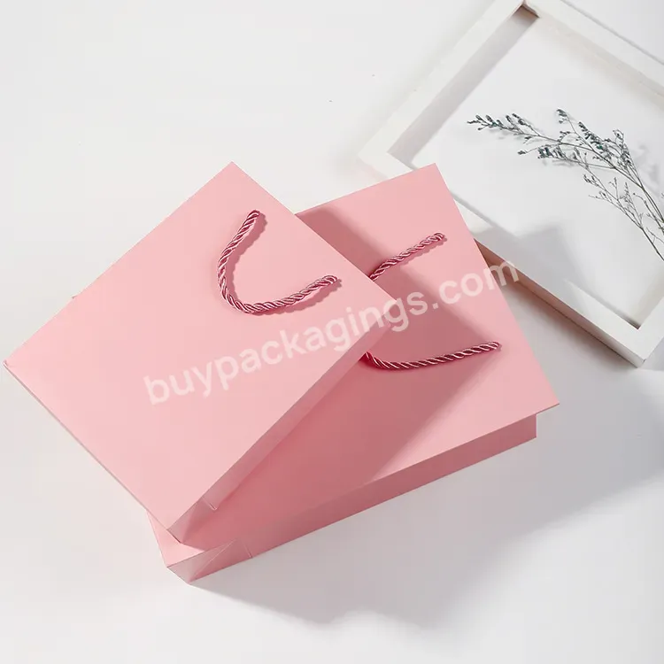 Recycled Fashion Handle Glossy Custom Pink Kraft Gift Paper Bag With Your Logo - Buy Pink Paper Bag,Kraft Paper Bag,Fashion Paper Bag.