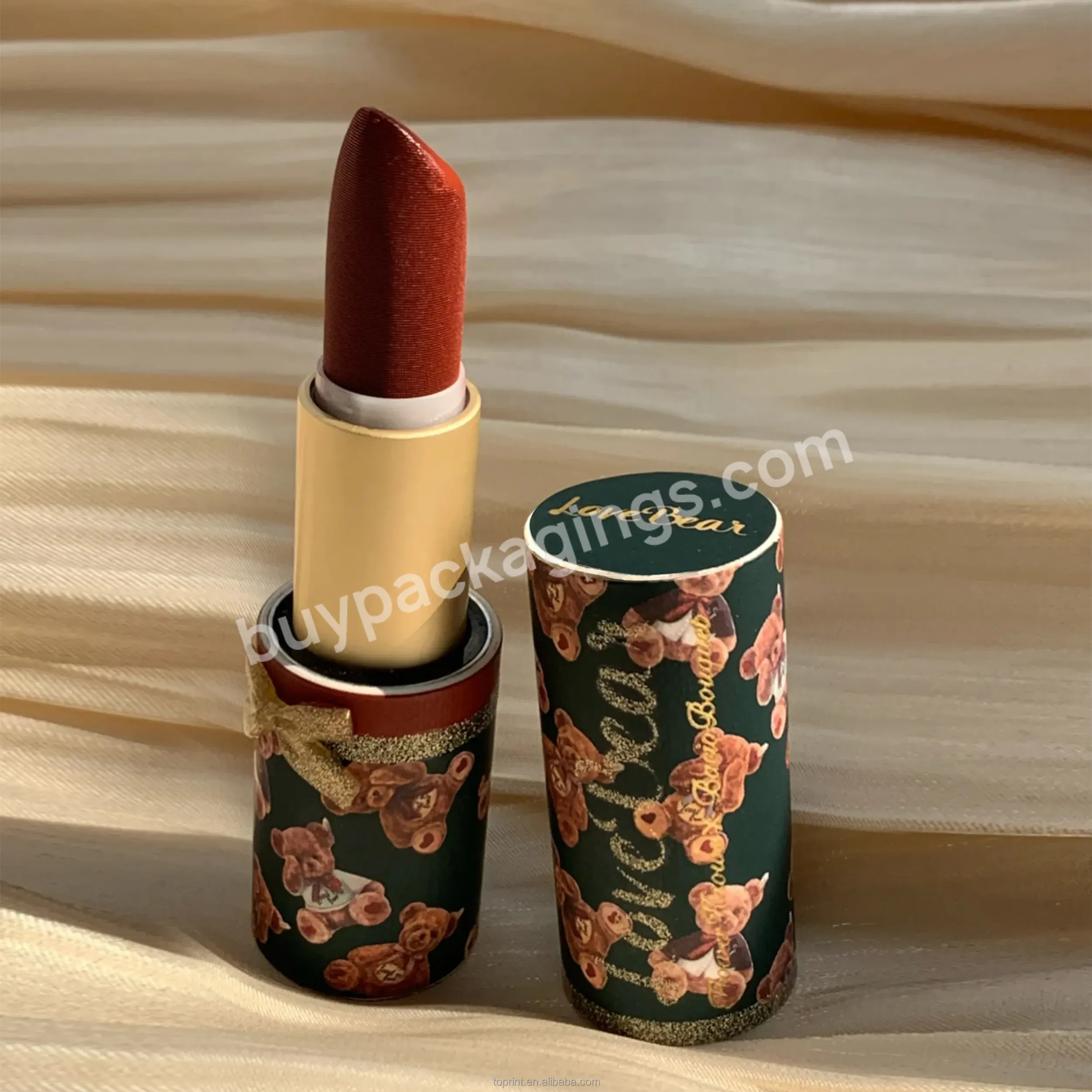 Recycled Lipstick Tubes With Sleeve Teddy Bear Custom Hot Stamping Eco Friendly Lip Balm Container Cosmetic Paper Tube Packaging - Buy Cosmetic Paper Tube,Lipstick Tubes,Lip Balm Container.