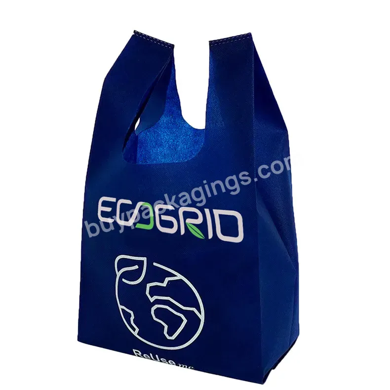Recycled Non Woven T-shirt Bag Vest Pp Non Woven Vest Shopping Tote Bags For Supermarket