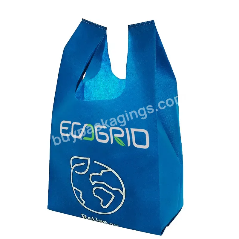 Recycled Non Woven T-shirt Bag Vest Pp Non Woven Vest Shopping Tote Bags For Supermarket