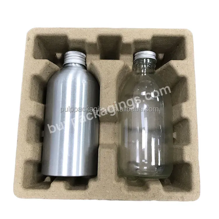 Recycled Pulp Bottle Packaging Shock-proof Tray Natural Brown Packaging Inner Paper Pulp Tray For Shampoo Bottle