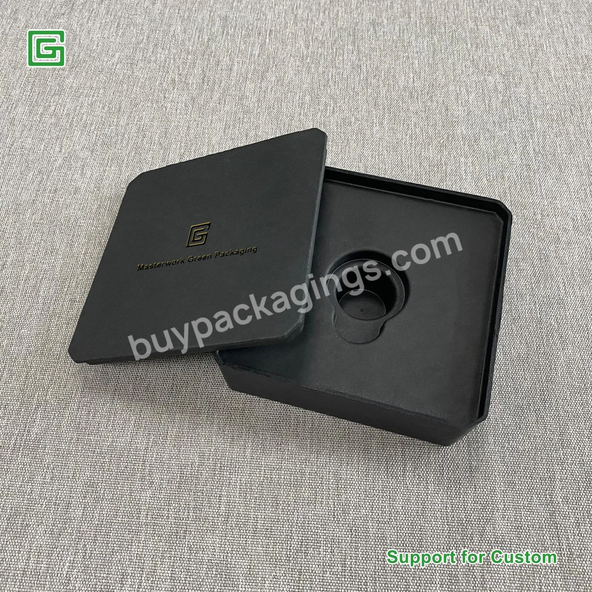 Recycled Wholesale Custom Square Foil Stamping Molded Paper Fiber Box Packaging