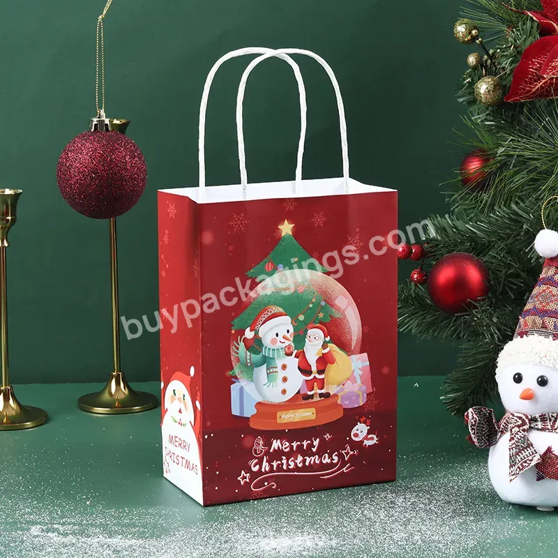 Red Color Hot Sale Custom Recycle Brown Kraft Merry Christmas Tree Paper Gift Bag For Shopping - Buy Recycle Brown Kraft Christmas Tree Paper Gift Bag For Shopping,Factory High Quality Cheap Colorful Kraft Paper Bags Custom Print With Handles,Customi