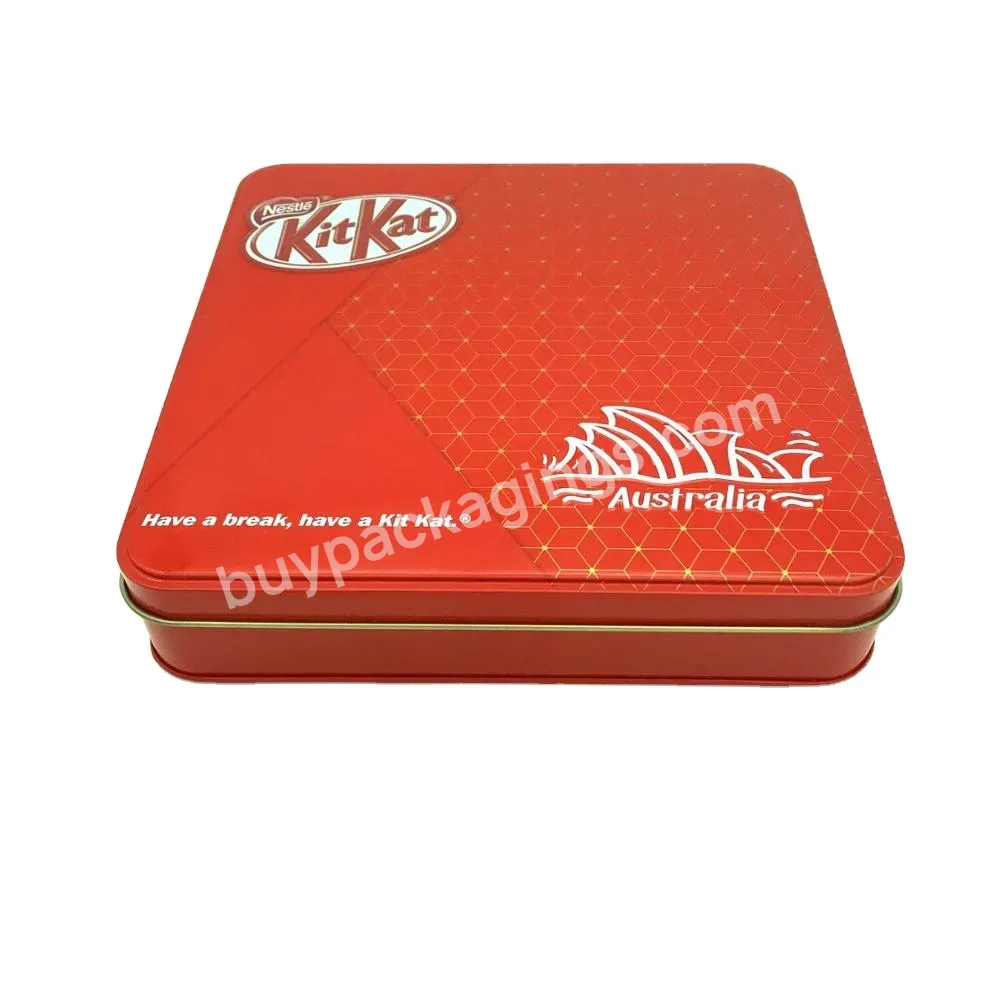 Red Color Square Chocolate Tin Can - Buy Square Chocolate Tin Can,Square Chocolate Packaging Tin Can,Red Tin Can For Chocolate Packaging.