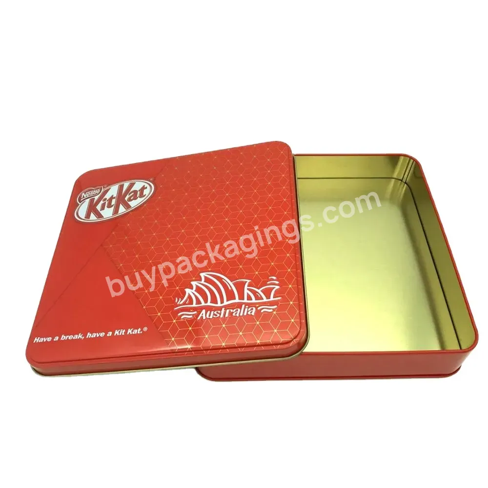 Red Color Square Chocolate Tin Can - Buy Square Chocolate Tin Can,Square Chocolate Packaging Tin Can,Red Tin Can For Chocolate Packaging.