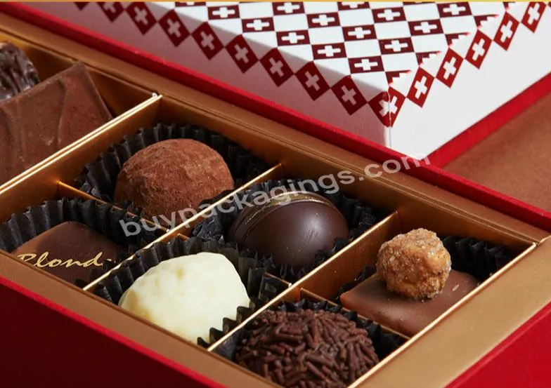 Red Rigid Cardboard Wedding Favor Inserts Gifts Candy Bar Sweets Bonbon Packaging Boxes Gift Luxury Paper Chocolate Box