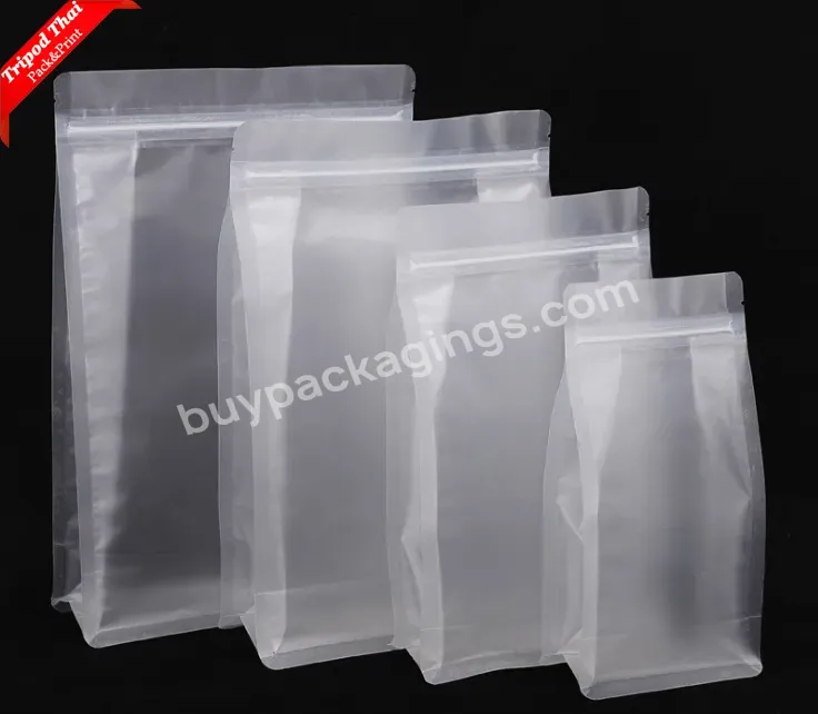 Resealable Clear Transparent Matte Stand Up 8 Side Quad Seal Block Bottom Gusset Box Pouch Zipper Bag - Buy Transparent Bag,Rice Bag,Ziplock Packaging Bags.