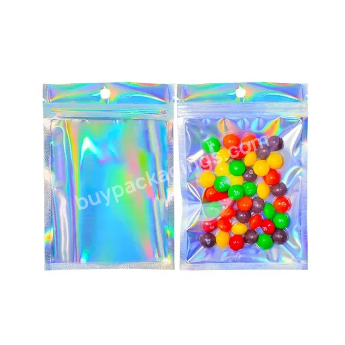 Resealable Hologram Packaging Foil Holographic Flat Pouch Smell Proof Mylar Bag With Zipper For Party Favor - Buy Zipper Zip Lock Mylar Hologram Bags,Custom Printed Bolsa Metallic Holograma Holograficas Aluminum Foil Mylar Plastic Bags Withrainbow Co