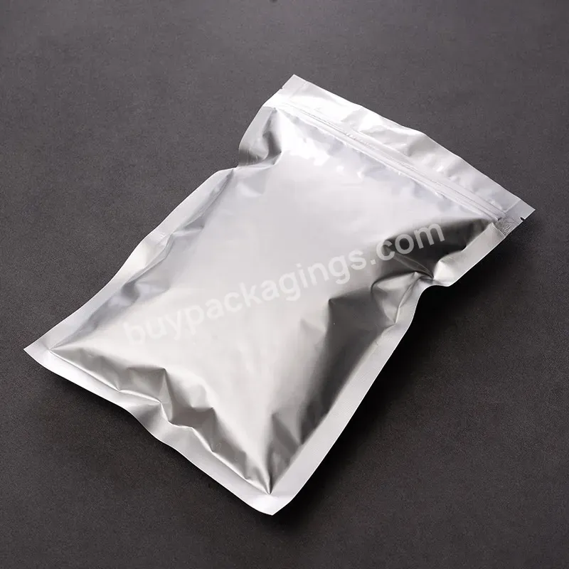 Resealable Zipper Pure Aluminum Foil Silver Resealed Ziplock Food Packaging Doypack Bags Pouches - Buy Resealable Zipper Bag,Aluminum Foil Resealed Zip Pouch,Silver Resealed Ziplock Bag.