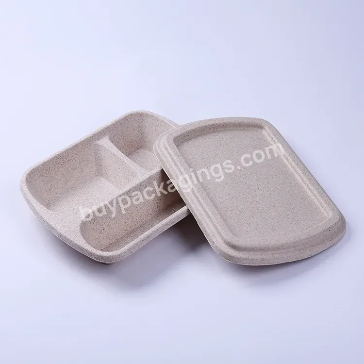 Restaurant To Go Supplies Carryout Biodegradable Pulp Molded Disposable Food Container Take Away Packaging Box