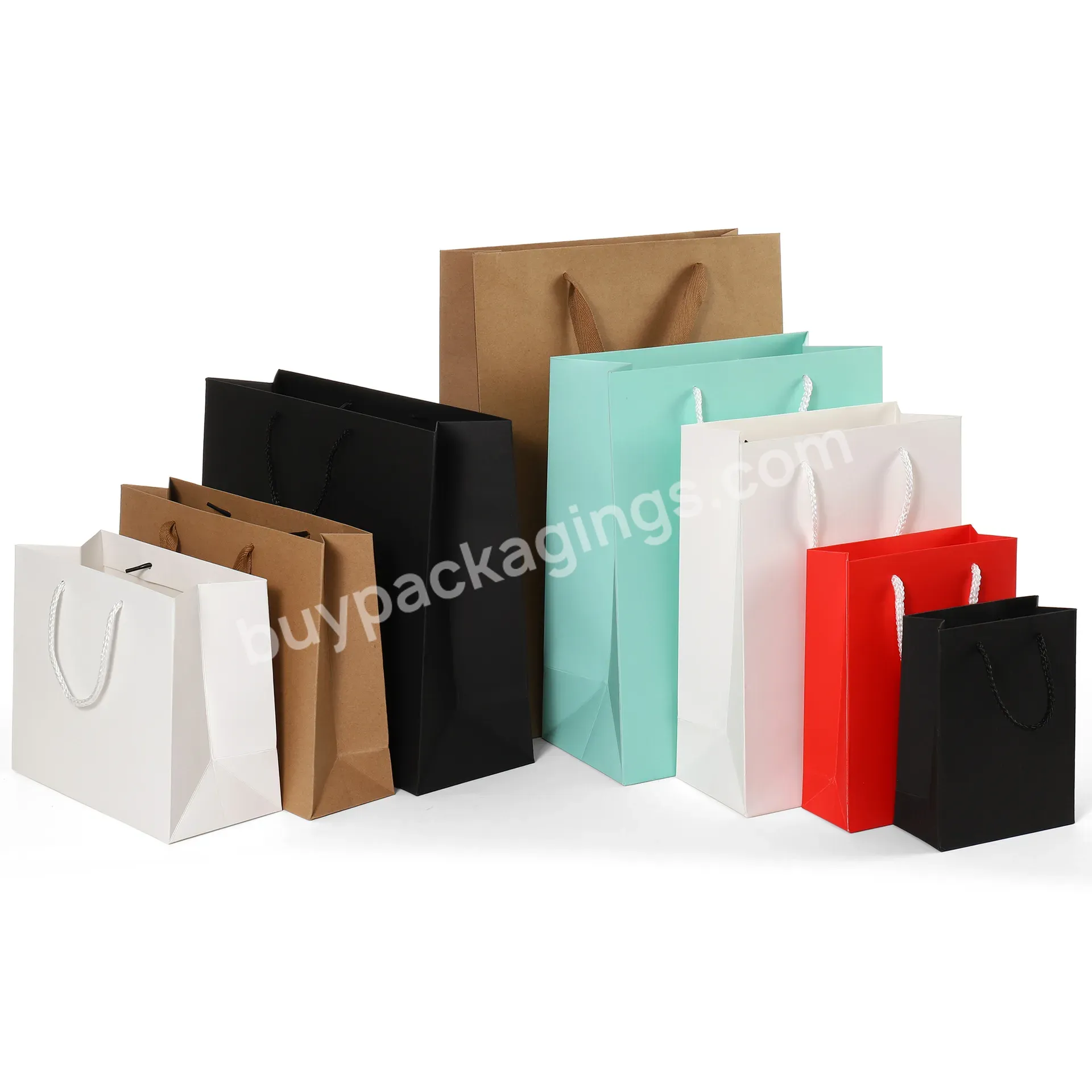 Reusable Customizable Logo Gift Bag With Ribbon Handles Heavy Duty Kraft Black Paper Bags Bulk For Shopping Wedding Party Gift R - Buy Paper Bag,Brown Paper Bags,Luxury Shopping Bag.