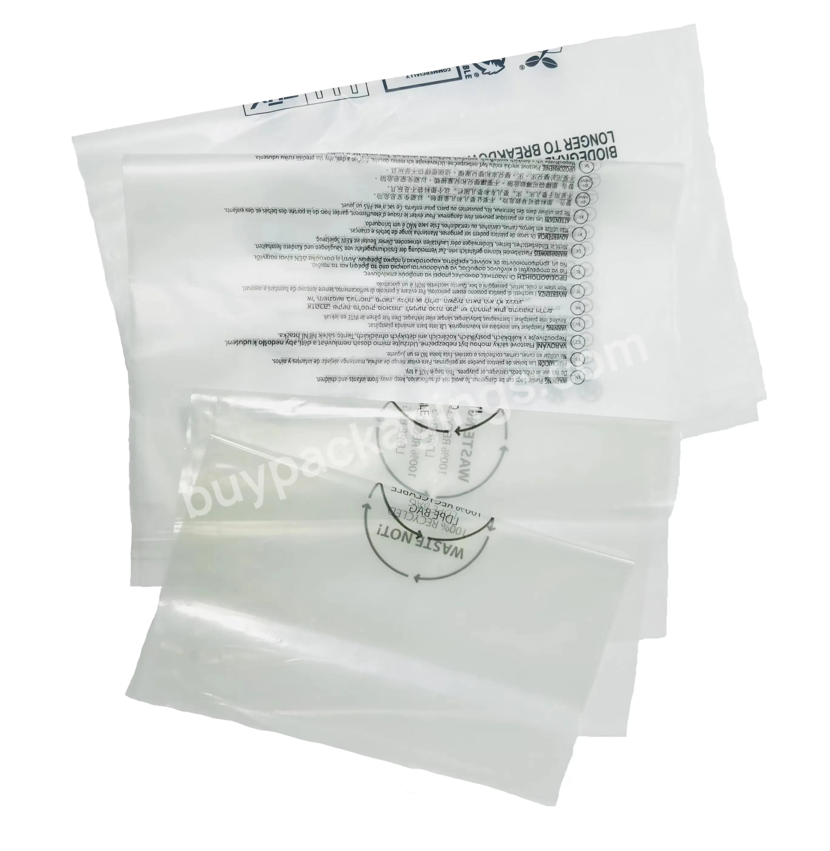 Reusable Customized 100% Recycled  LDPE Stand Up Pouch Transparent Small Plastic Packaging Bag