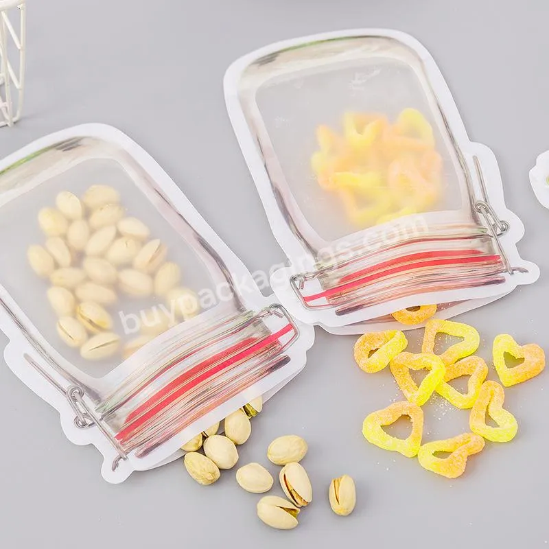 Reusable Mason Jar Plastic Zip Lock Pouch Food Saver Storage Bopp Packaging Bag