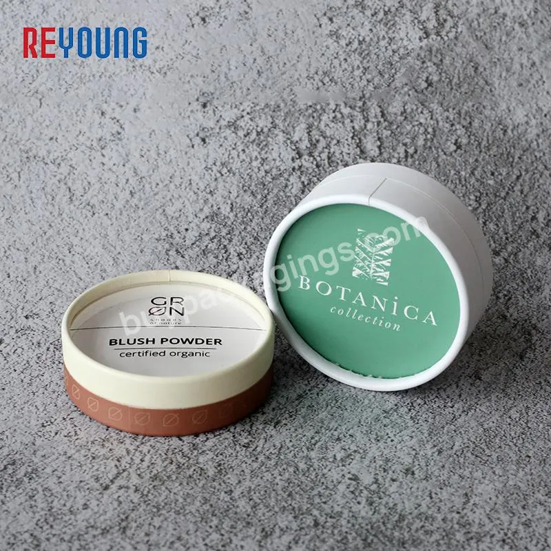 REYOUNG OEM Eco-friendly Cardboard  7.5g Pressed Powder Blush Cylinder Packaging Biodegradable Consmetic Container