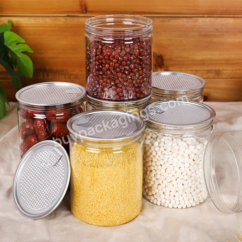 Ring Pull Plastic Food Can With Lid Round Clear Jars Plastic Storage Containers With With Peel Off Lid Cover - Buy Plastic Storage Containers,Easy Pull Ring Tin Jar,Food Easy Open Tin Can.