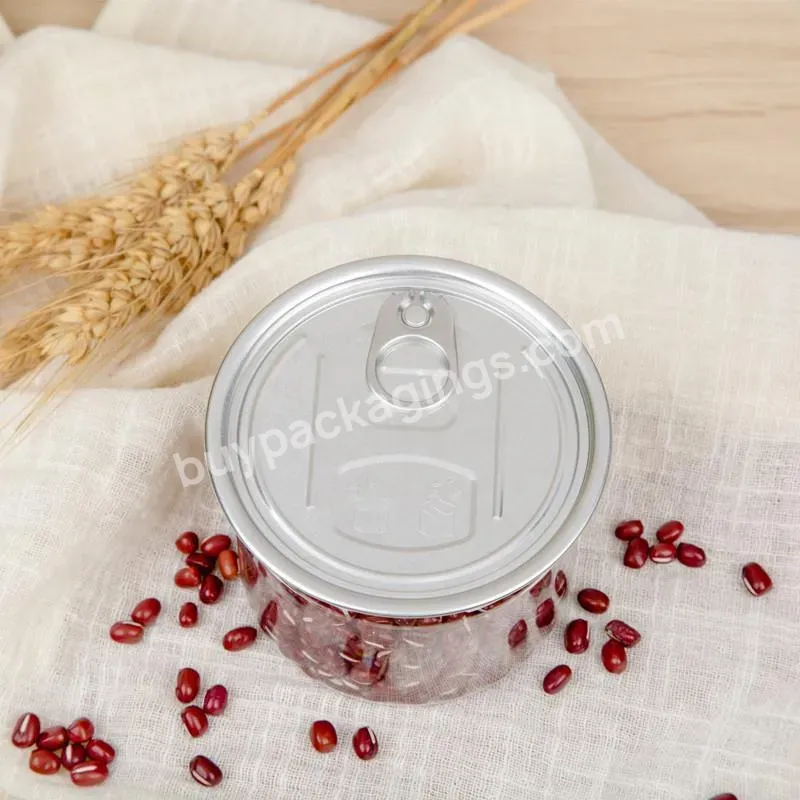 Ring Pull Plastic Food Can With Lid Round Clear Jars Plastic Storage Containers With With Peel Off Lid Cover - Buy Plastic Storage Containers,Easy Pull Ring Tin Jar,Food Easy Open Tin Can.