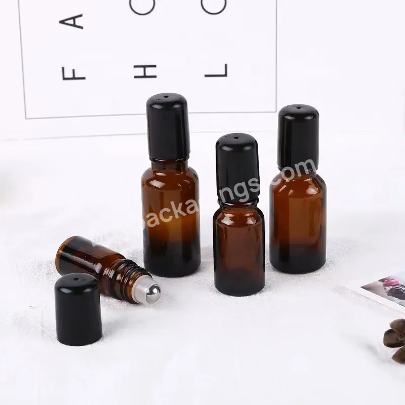 Roller Essential Oil Bottles Skincare Cosmetic Containers With Lids Amber Color Glass Screen Printing Cosmetic Packing Round - Buy Amber Glass Essential Oil Roll On Bottle,10ml Lipstick Roll On Bottle Glass,10 Ml Essential Oil Bottles.