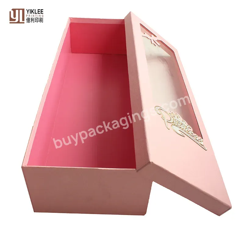 Romantic Pink Color Clear Window Flower Container Cardboard Gift Box - Buy Cardboard Long Stem Roses Box,Cardboard Window Box,Cardboard Box With Transparent Window.