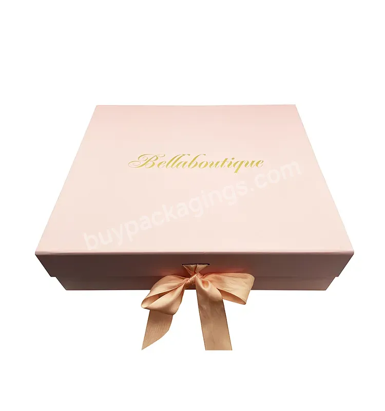 Rose Gold Custom Printed Logo Luxury Bridesmaid Cardboard Magnetic Paper Gift Box Packaging With Ribbon - Buy Magnetic Paper Gift Box,Paper Gift Box Packaging,Paper Packaging Gift Box.
