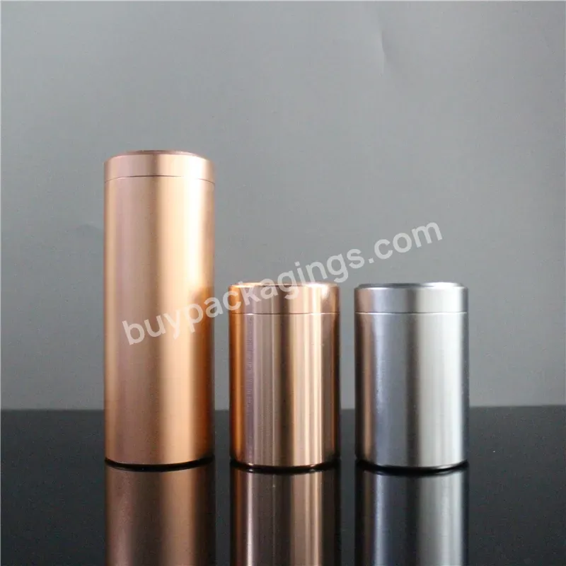 Rose Gold Metal Aluminium Cans Airtight Round Tea Coffee Container Tin Box And Screw Lids Wholesale - Buy Aluminum Jar Container Storage Box Small Cylinder Sealed Cans Coffee Tea Tin Customized Color,30ml 50ml 60ml 100ml Pink Black White Red Gold Col