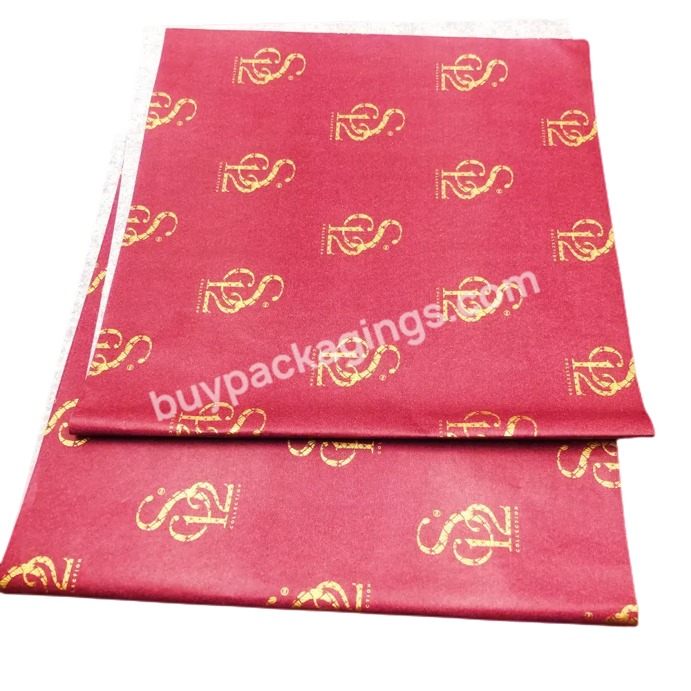 Rose Gold Metallic Printed Luxury Custom Logo 17gsm Wrapping Tissue/silk Paper For Clothes Garment Silk Paper