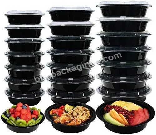Round Black Microvable Fast Food Salad Box Bowl Disposable Takeaway Food Container With Lids - Buy Takeaway Food Container With Lids,Takeaway Microvable Fast Food Salad Box,Black Salad Box Bowl.