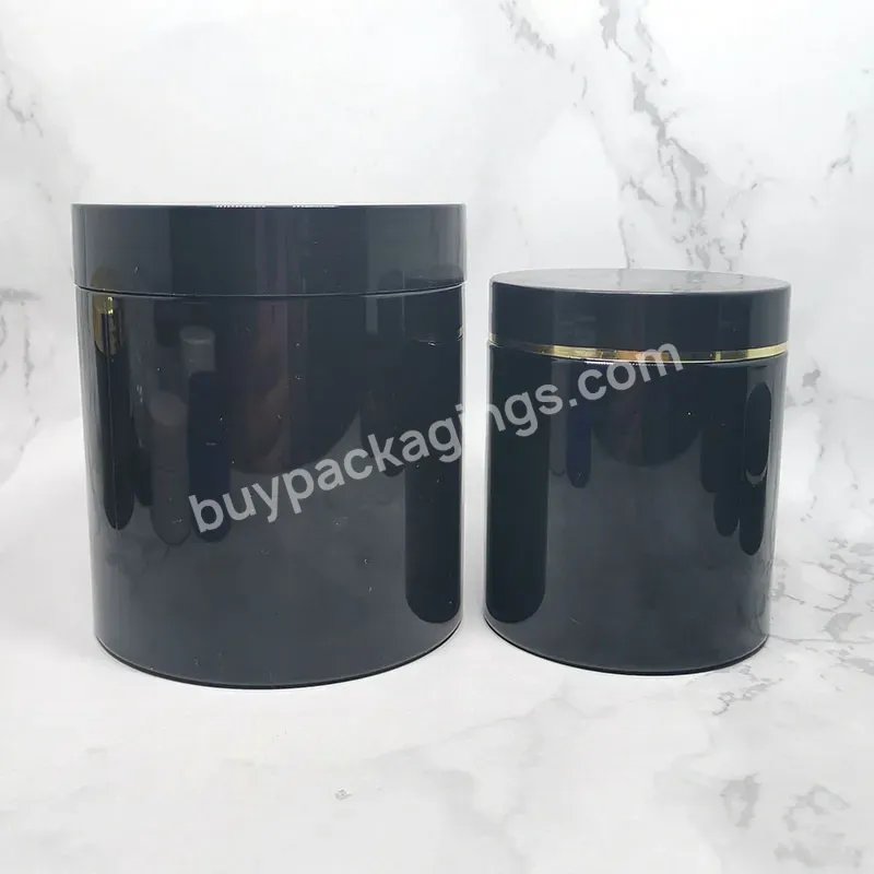 Round Hair Mask Plastic Containers Gold Cap Black Pet Jar 500ml