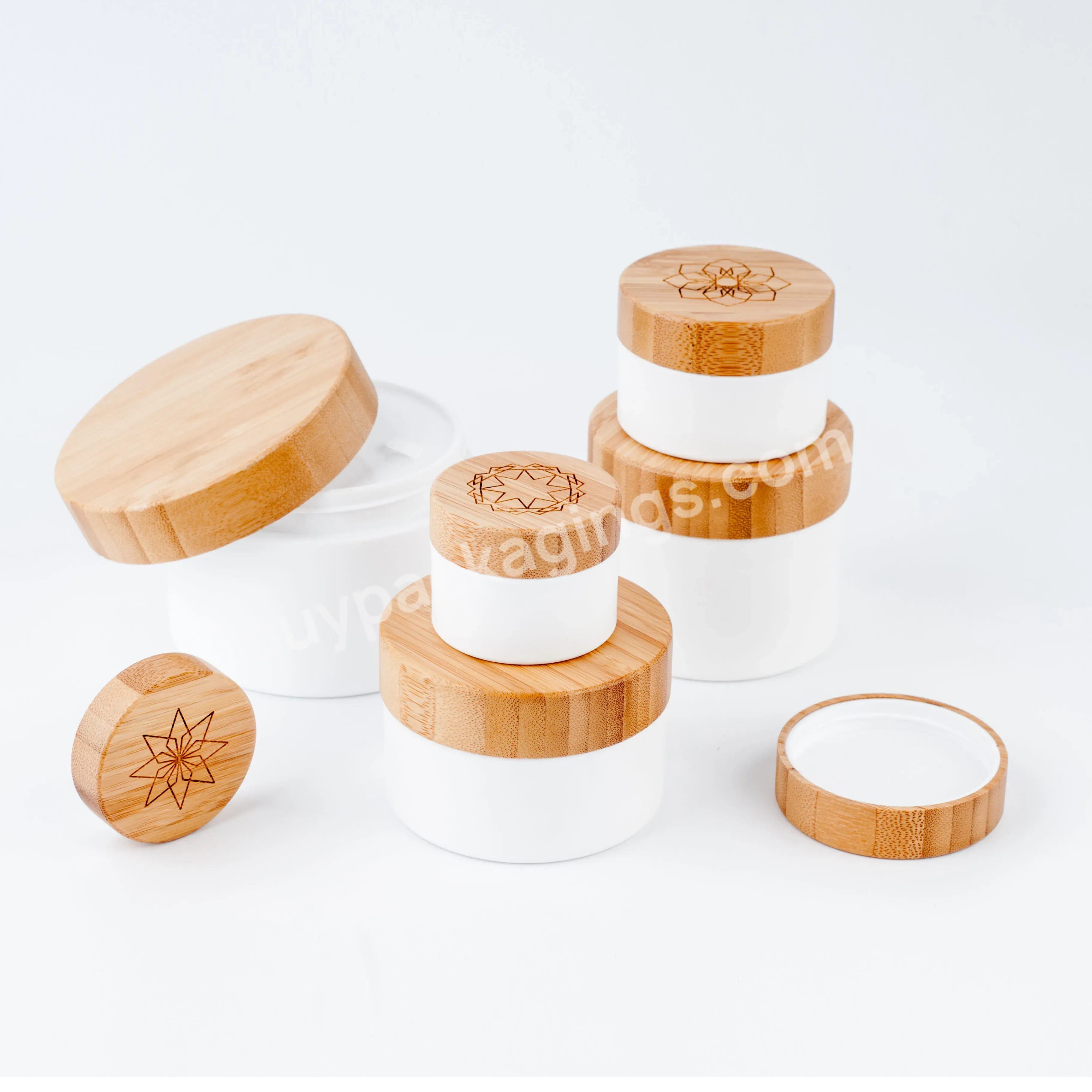 Round Shape Pp Cosmetic Tank Top Bamboo Jar - Buy Round Pp Jar Ceam,Pp Tank Banboo Container.