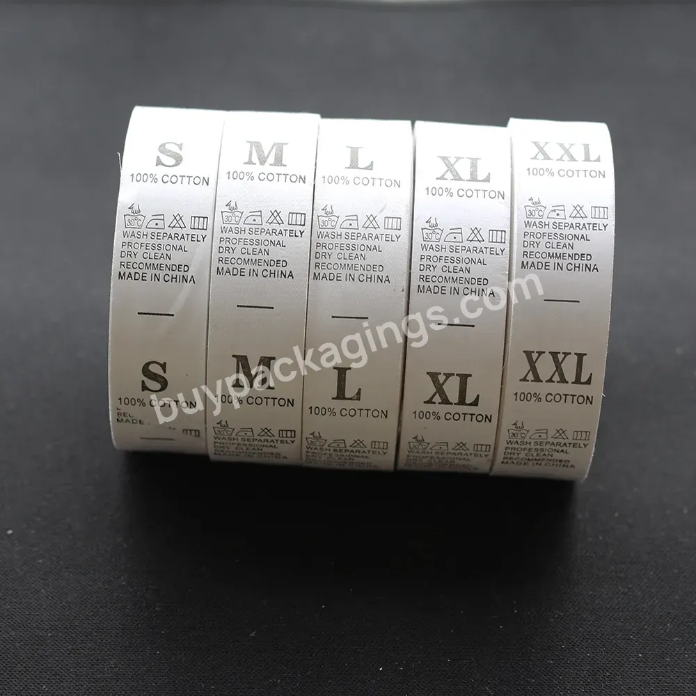 S M L Xl Xxl Xxxl Size Standard Wine Label Tag Woven Clothing - Buy Size Label,Standard Wine Label Size,Size Label Tag.