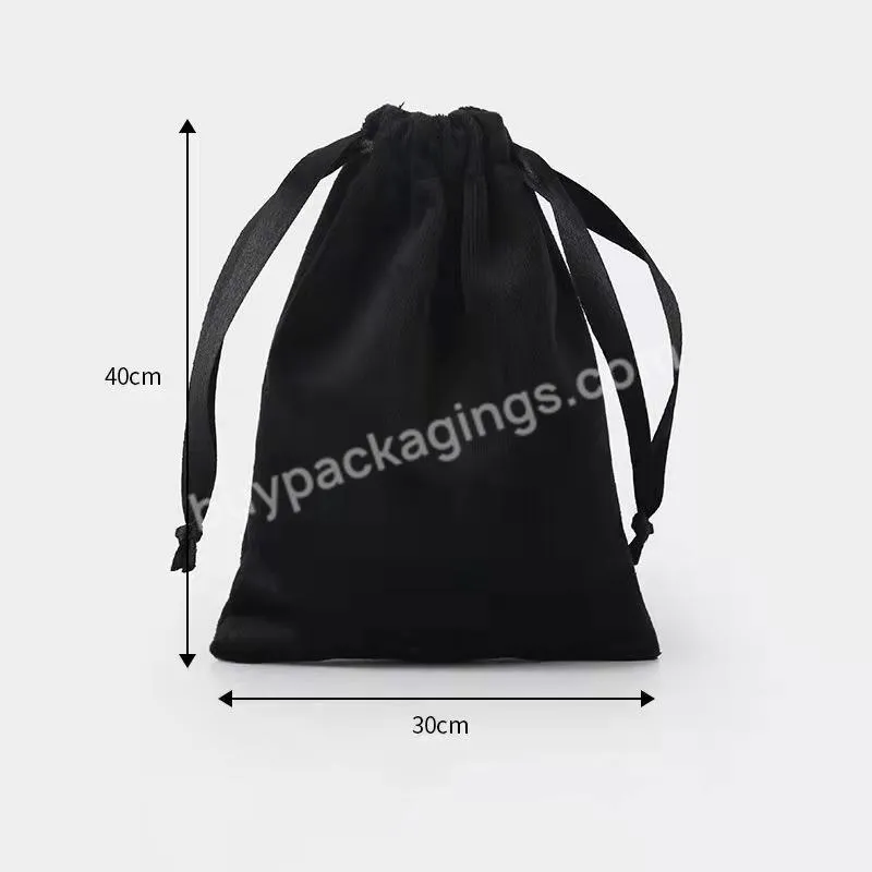 Satin Bags Luxury  Custom Logo Printed Custom Large Drawstring Black Lingerie Satin Bag