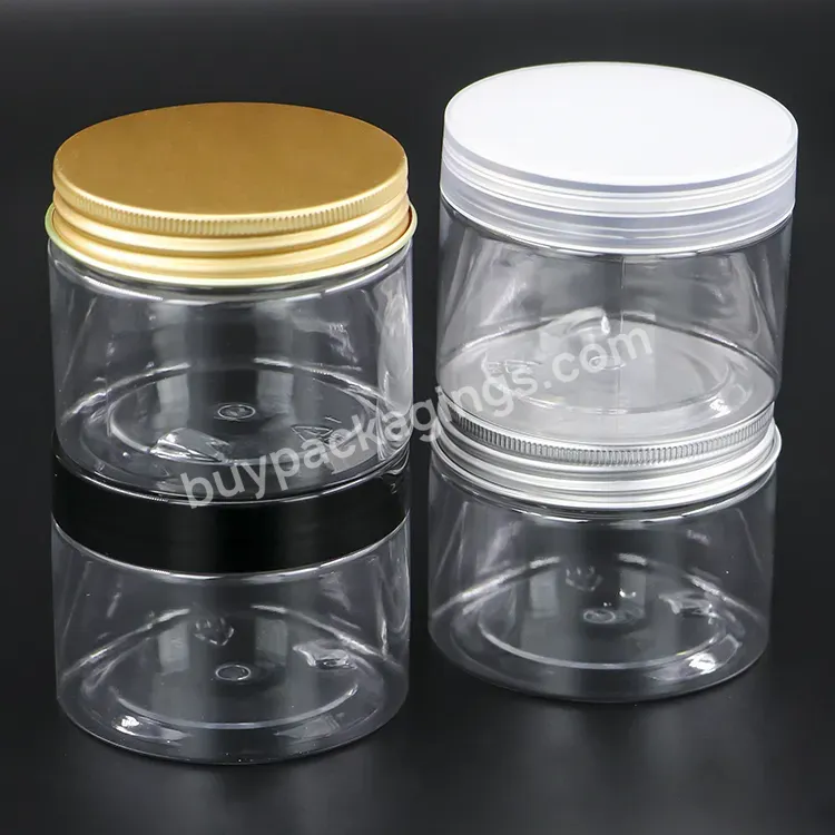 Screw Top Shallow Pet Plastic Cylinder Containers Candy Storage Clear Plastic Pet Jars Body Scrub Container Round Cosmetic Jars