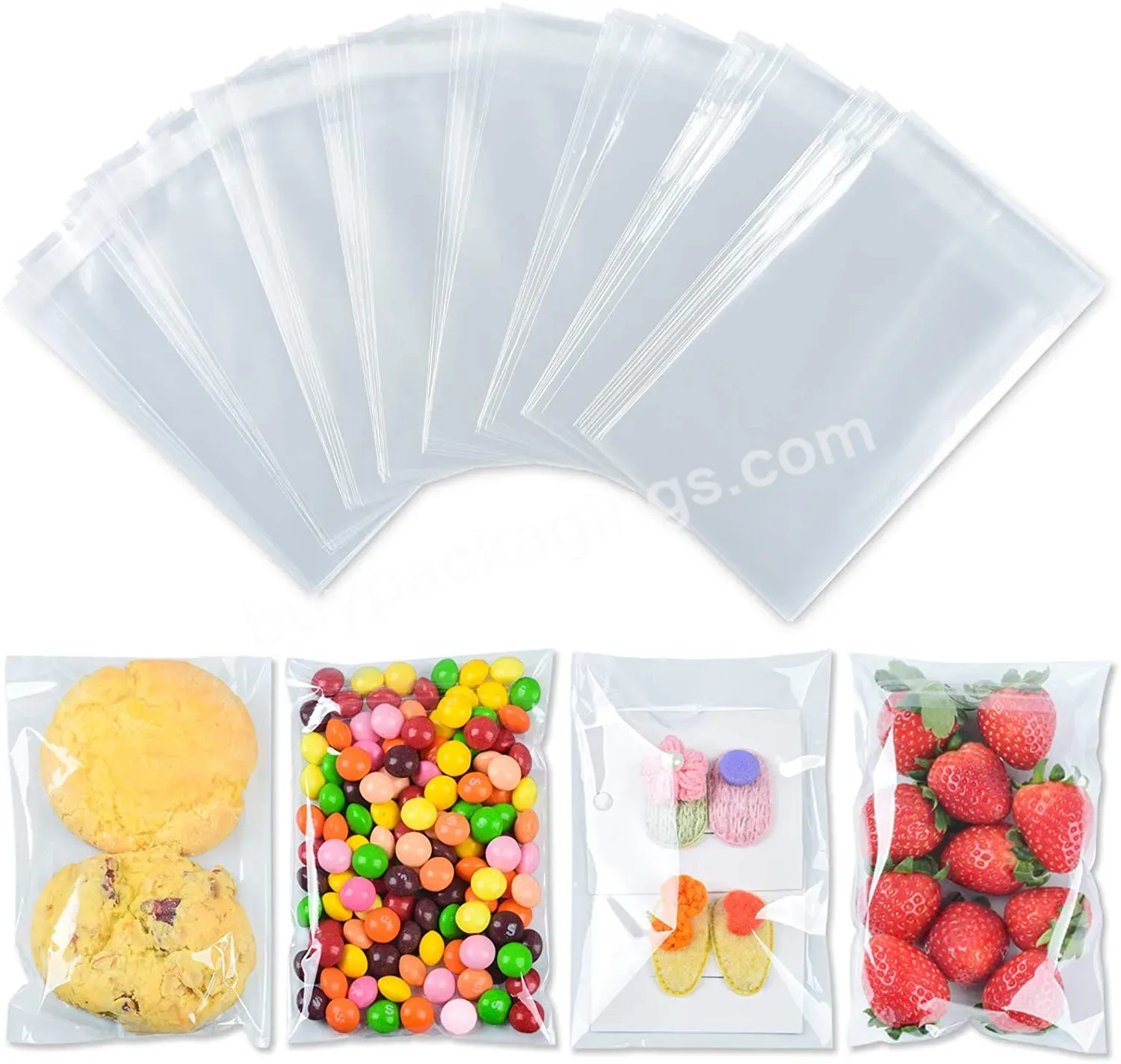 Self Adhesive Clear Plastic Bag Resealable Cellophane Packaging For Candy,Cookie - Buy Resealable Cellophane Packaging For Candy,Clear Self Adhesive Bag,Clear Plastic Packaging.