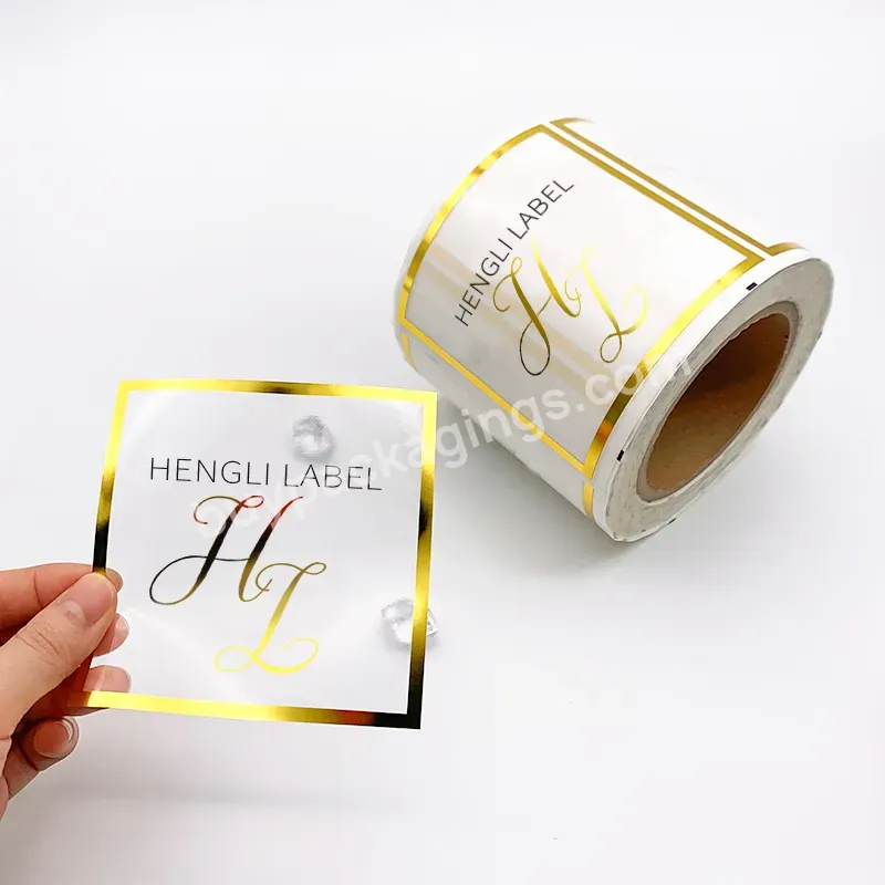 Self Adhesive Customized Printing Clear Gold Foil Stickers Transparent Logo Label - Buy Hot Stamping Gold Foil Clear Sticker,Clear Gold Stickers,Logo Print Transparent Sticker.