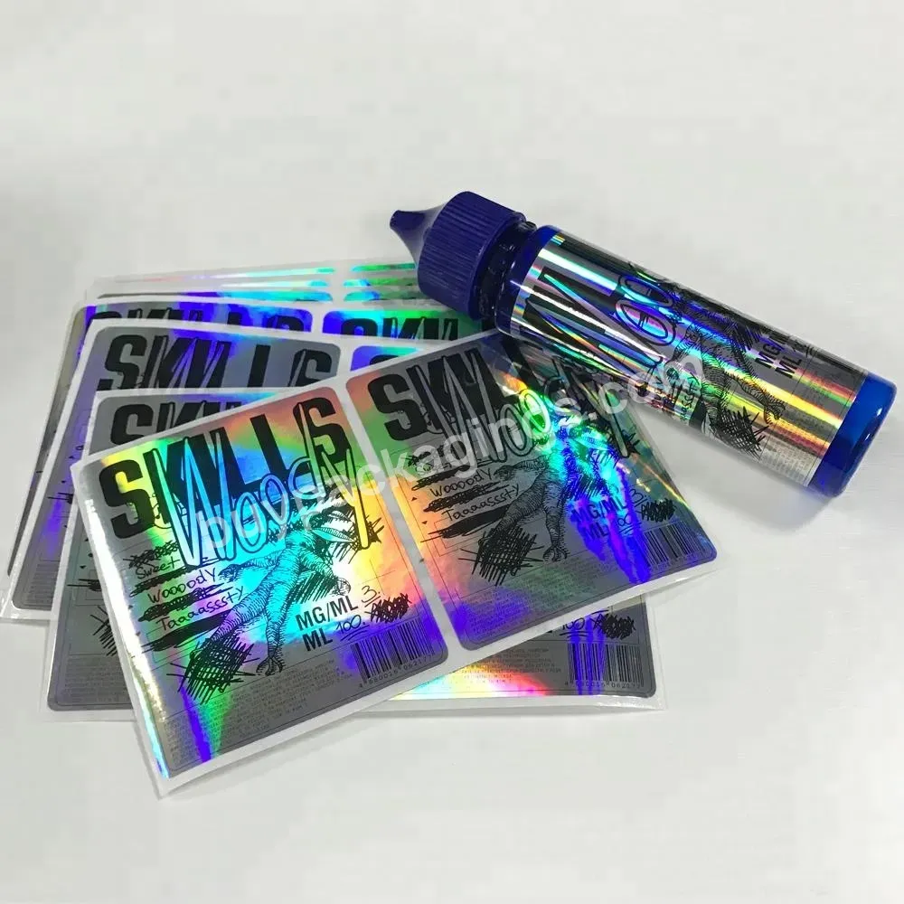 Self Adhesive Glossy Silver Foil Prismatic Metallic Bottle Sticker - Buy Custom Prismatic Sticker,Custom Reflection Rainbow Holographic Stickers Label,Hot Sale Holographic Laser Vinyl Waterproof Prismatic Stickers Sheet.