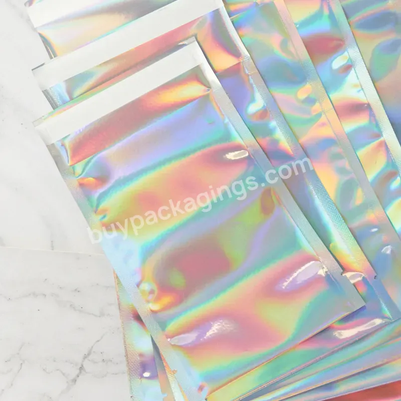 Self Adhesive Sealed Holographic Poly Mailing Envelopes Plastic Packaging Shipping Mailer Courier Bag For Clothes - Buy Self Adhesive Sealed Holographic Poly Mailing Bag,Holographic Poly Courier Mailer Bag,Holographic Mailing Envelopes Plastic Packag