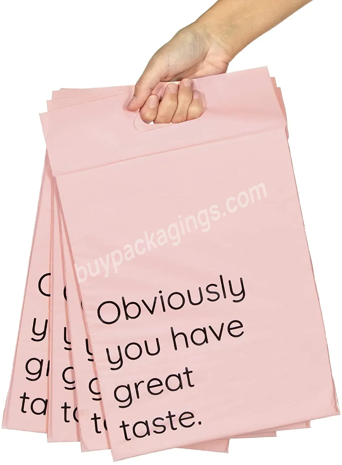 Self-sealing Die Cut Handle Plastic Grey Pink Shipping Bag Poly Mailer Courier Bag For Clothing - Buy Pink Courier Bag With Handle,Courier Bag For Clothing,Poly Bags For Clothes.