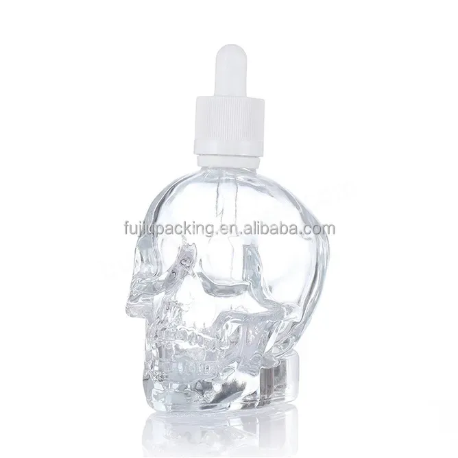 Shaped Glass Bottles Skull For Liquid Essential Oils - Buy Clear Skull Dropper Bottle Withe Withe Gold Child Proof Cap,Matte Frosted Black Skull Bottle Withe Silvery Lid,White Glass Bottles Skull Withe Pipette Child Resistant Cover.