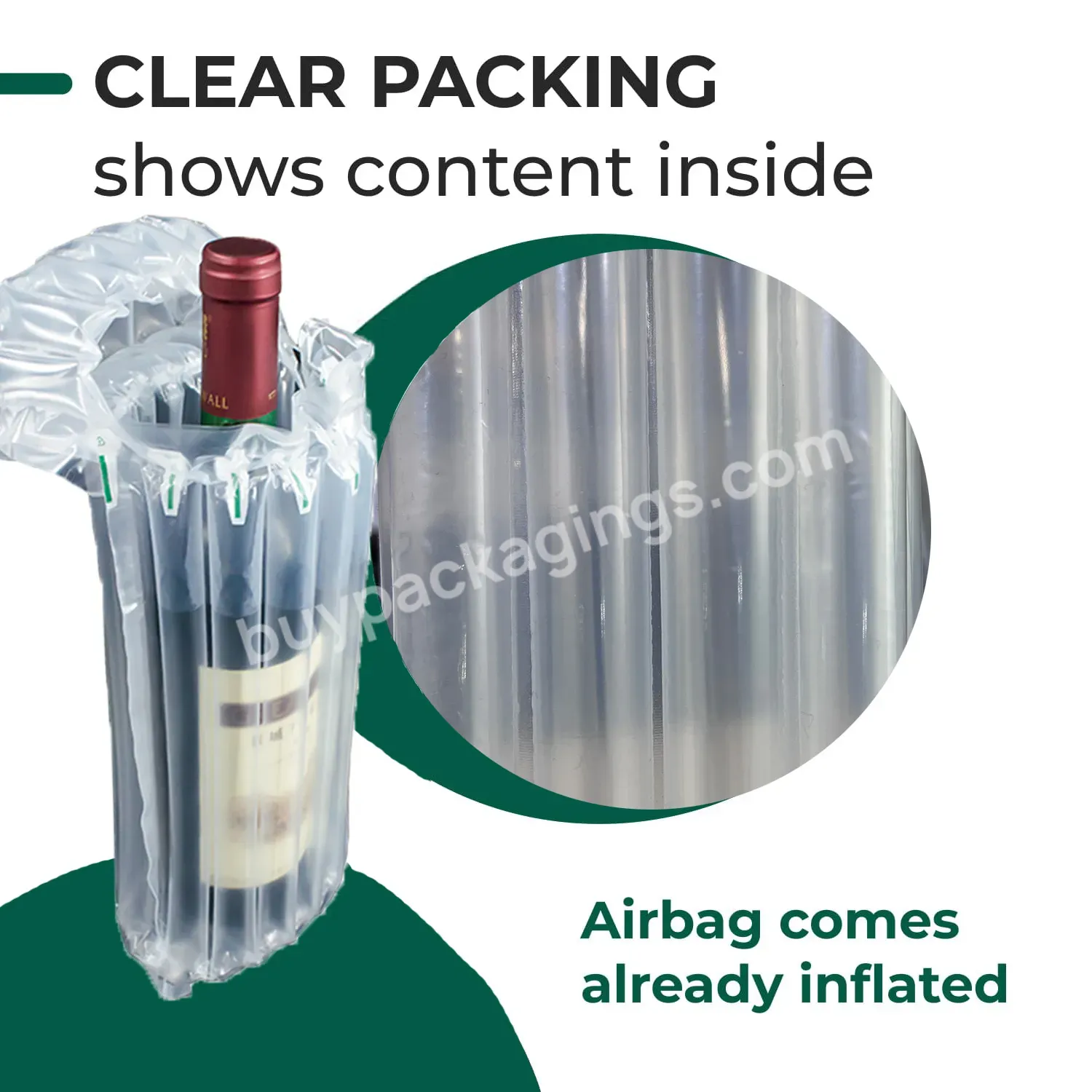 Shock Absorbing Blowmolded Bubbles Standing Impacts Pressure Wine Bottle Air Filled Bag - Buy Air Bubble Air Protection Packaging,Bubble Air Cushion For Glass Bottle Air Bag,Bubble Column Air Protection.
