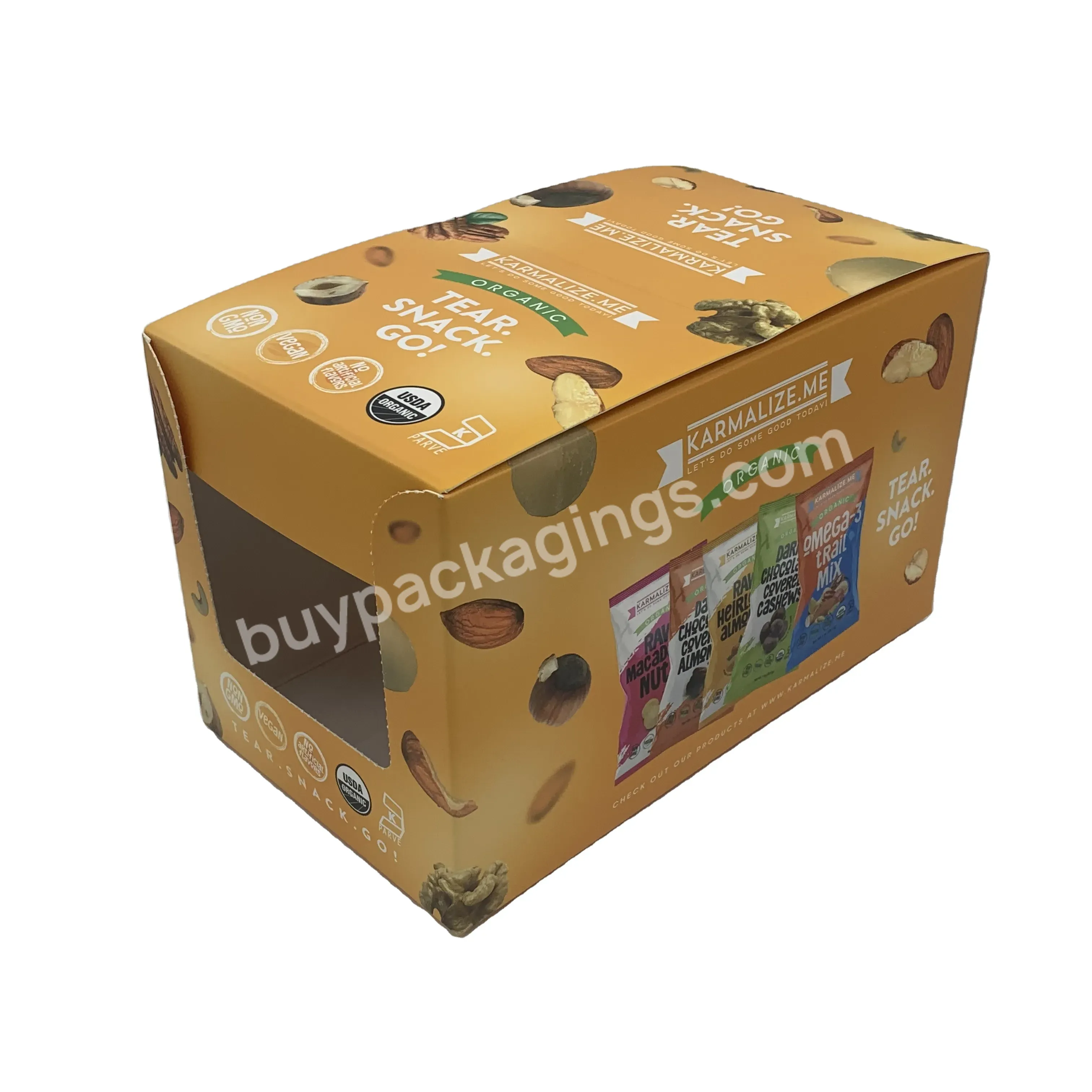 Shop Pdq Popup Folding Blank Custom Cardboard Retail Gift Snack Pet Food Display Showing Stand Box With Customized Logo Printing - Buy Food Snack Chips Display Box,Carton Paper Display Box,Food Paper Box Snack Box.