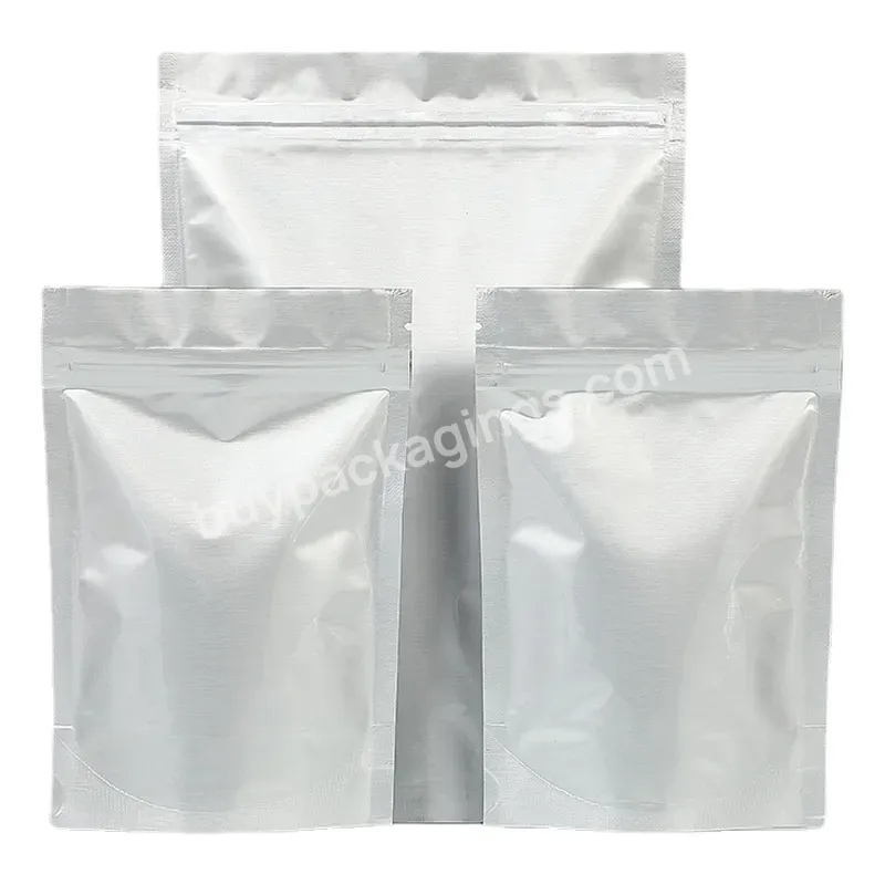 Silver Food Grade Aluminum Foil Vertical Pet Food Bag With Zipper Can Be Resealed To Prevent Odor - Buy Thickened Moisture-proof Self-sealing Bag,Self-supporting Bag Of Pure Aluminum Foil For Tea,Large Size Zipper For Cat Food Packaging.