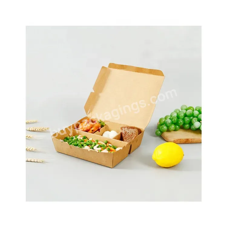 Sim-party 4 Compartment Salad Fruit Sushi Bento Box Kraft Paper Box For Picnic Food Packaging - Buy Paper Box For Picnic Food Packaging,Recyclable Brown Kraft Paper Food Box,Salad Box.