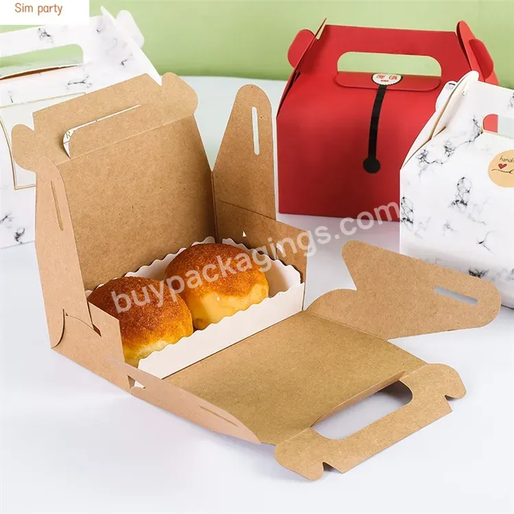 Sim-party Cheap Food Egg Tart Cookie Takeaway Mousse Cake Boxes Handle Pastry Paper Packing Box - Buy Handle Pastry Paper Packing Box,Takeaway Mousse Cake Boxes,Small Kraft Paper Cookie Boxes.